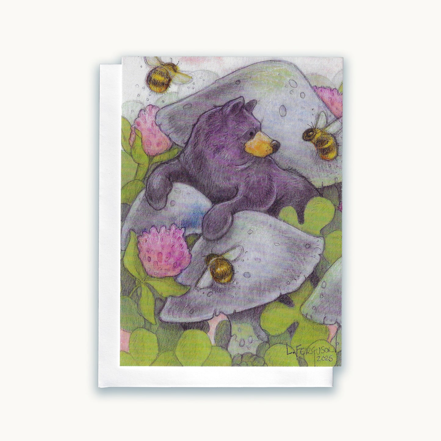 Black Bear and the Bees-Greeting Card