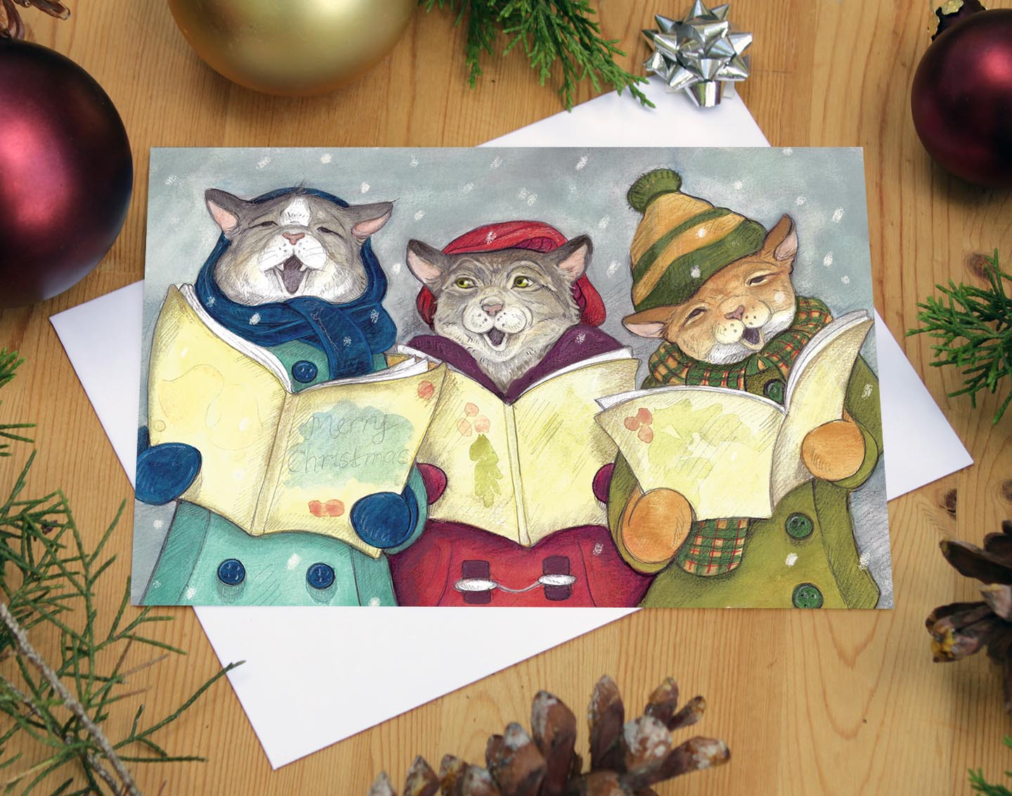 Cat Carolers - Greeting Card