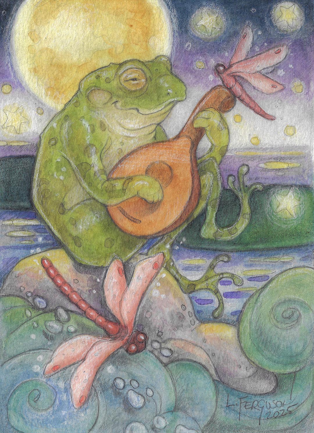 Dragonfly Serenade-Tiny Mixed Media Original Art