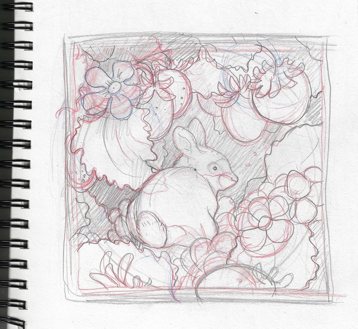 The Strawberry Garden-Original Mixed Media Tiny Art