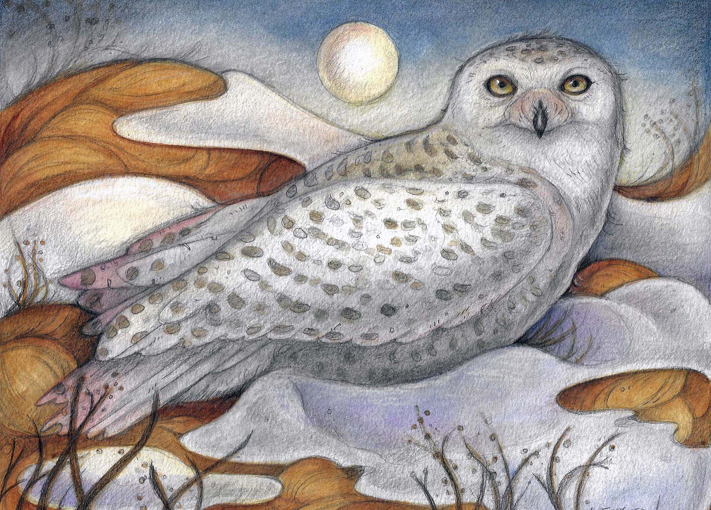 Snowy Moon-Greeting Card