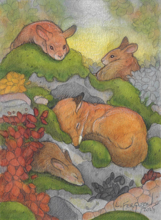A Time to Rest- Small Original  5x7 Mixed Media Art