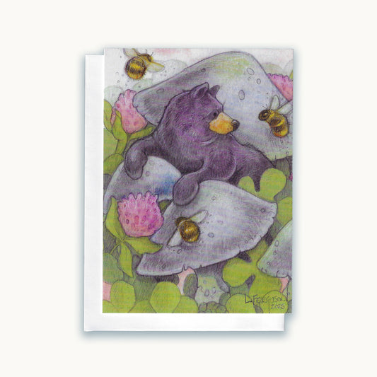 Black Bear and the Bees-Greeting Card
