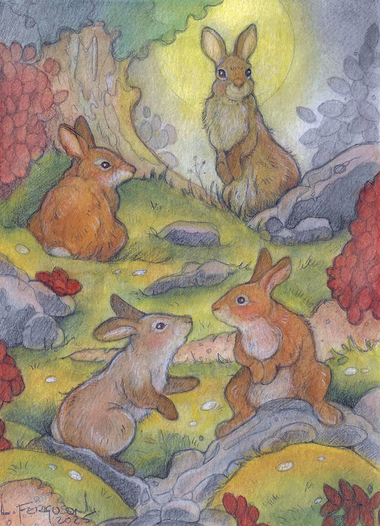The Gathering-Mixed Media Original Tiny Art