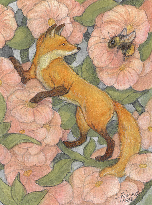 The Fox and the Bee- Original Mixed Media Art