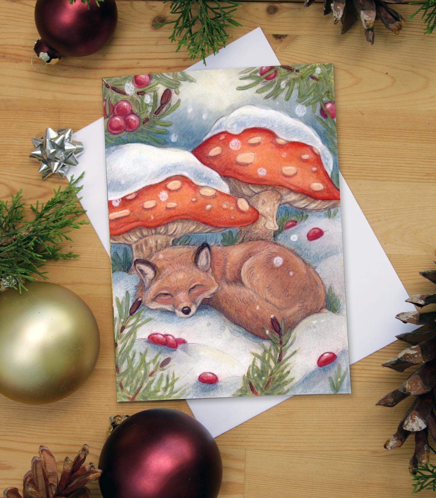 Winter Rest Greeting Card — Fox Art