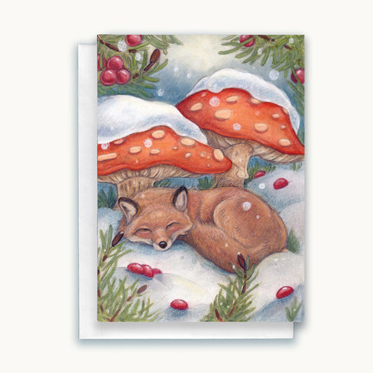 Winter Rest Greeting Card — Fox Art