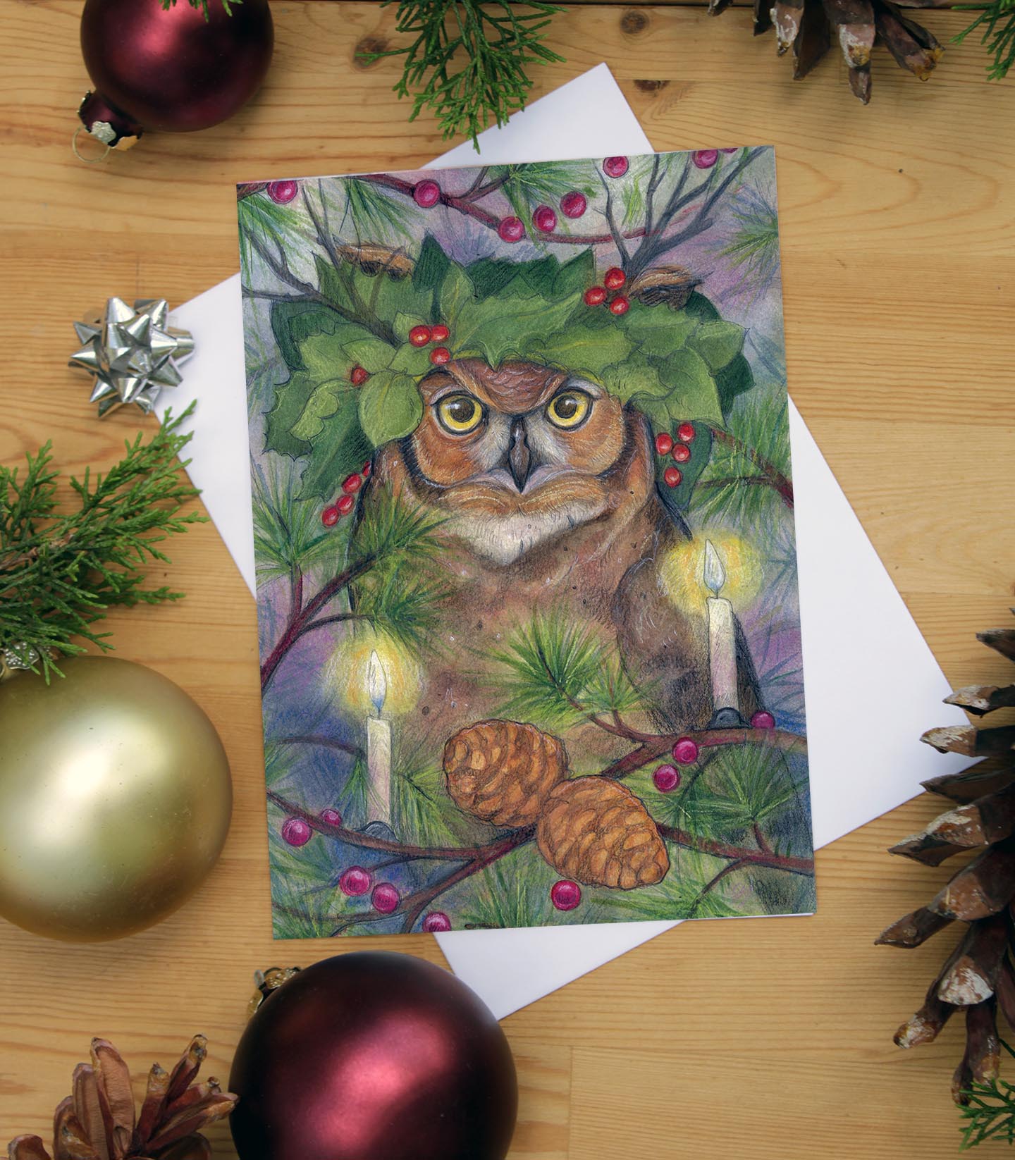 Yule Owl - Greeting Card